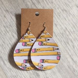 Faux Leather Earrings - Pencil